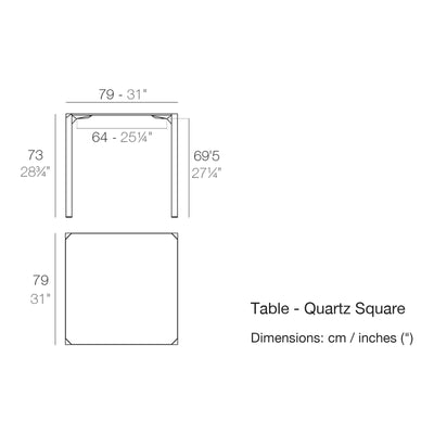 Dimension drawing Table - Quartz Square