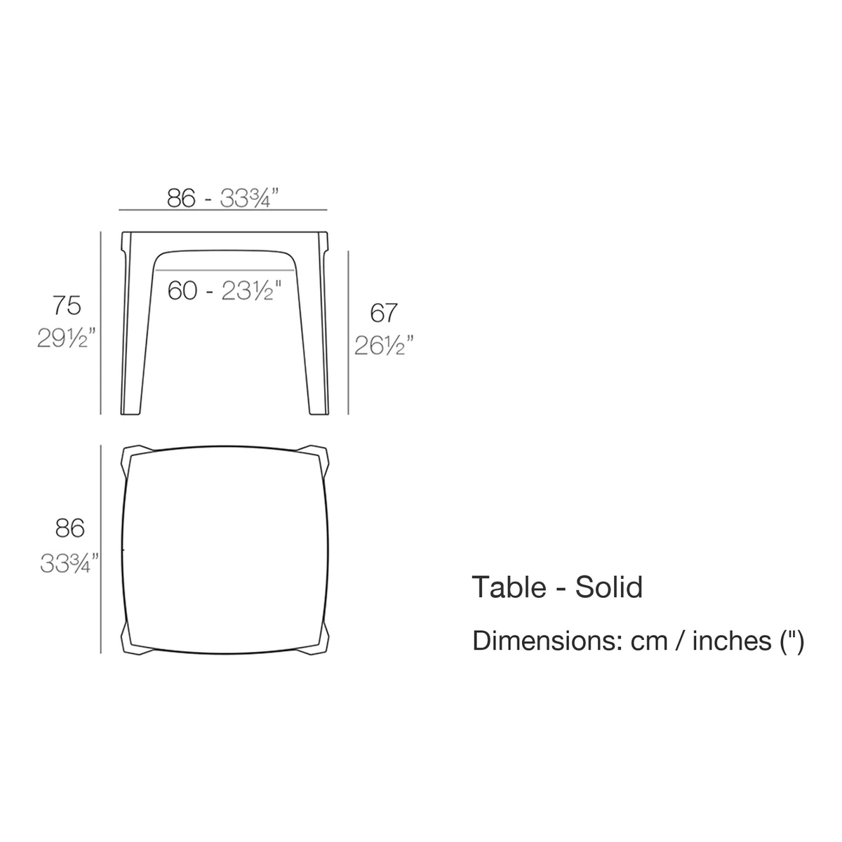 Dimension drawing Table - Solid