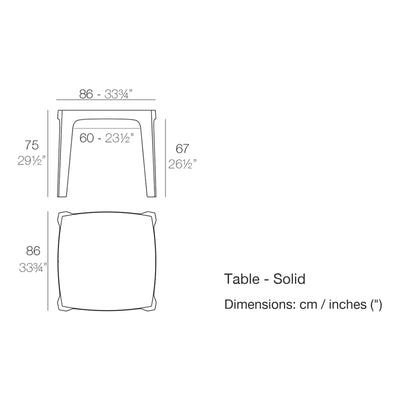 Dimension drawing Table - Solid