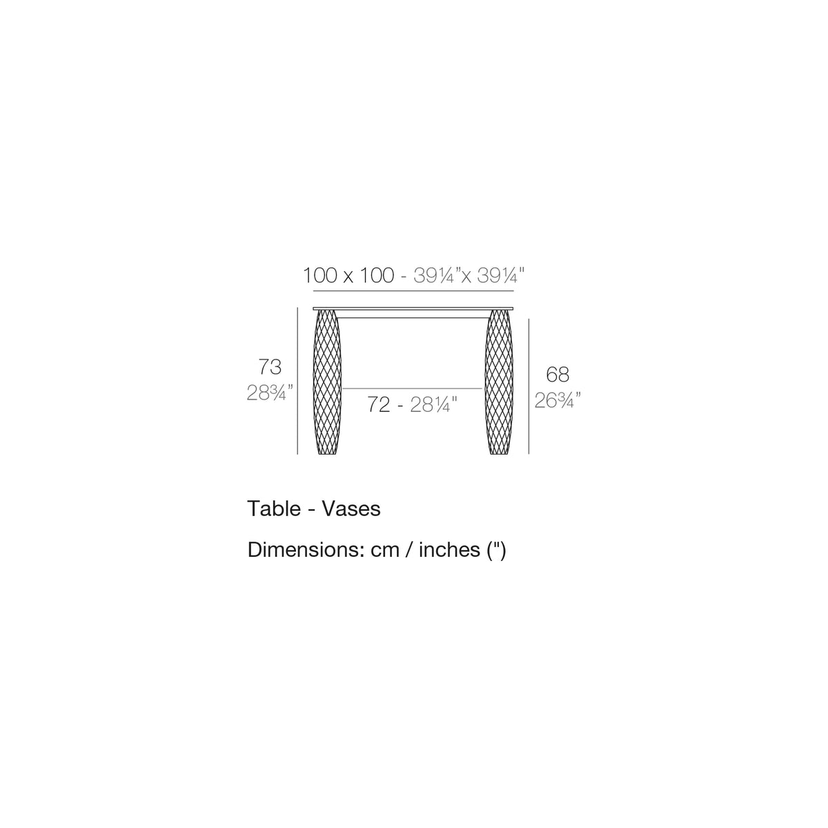 Dimension drawing Table - Vases