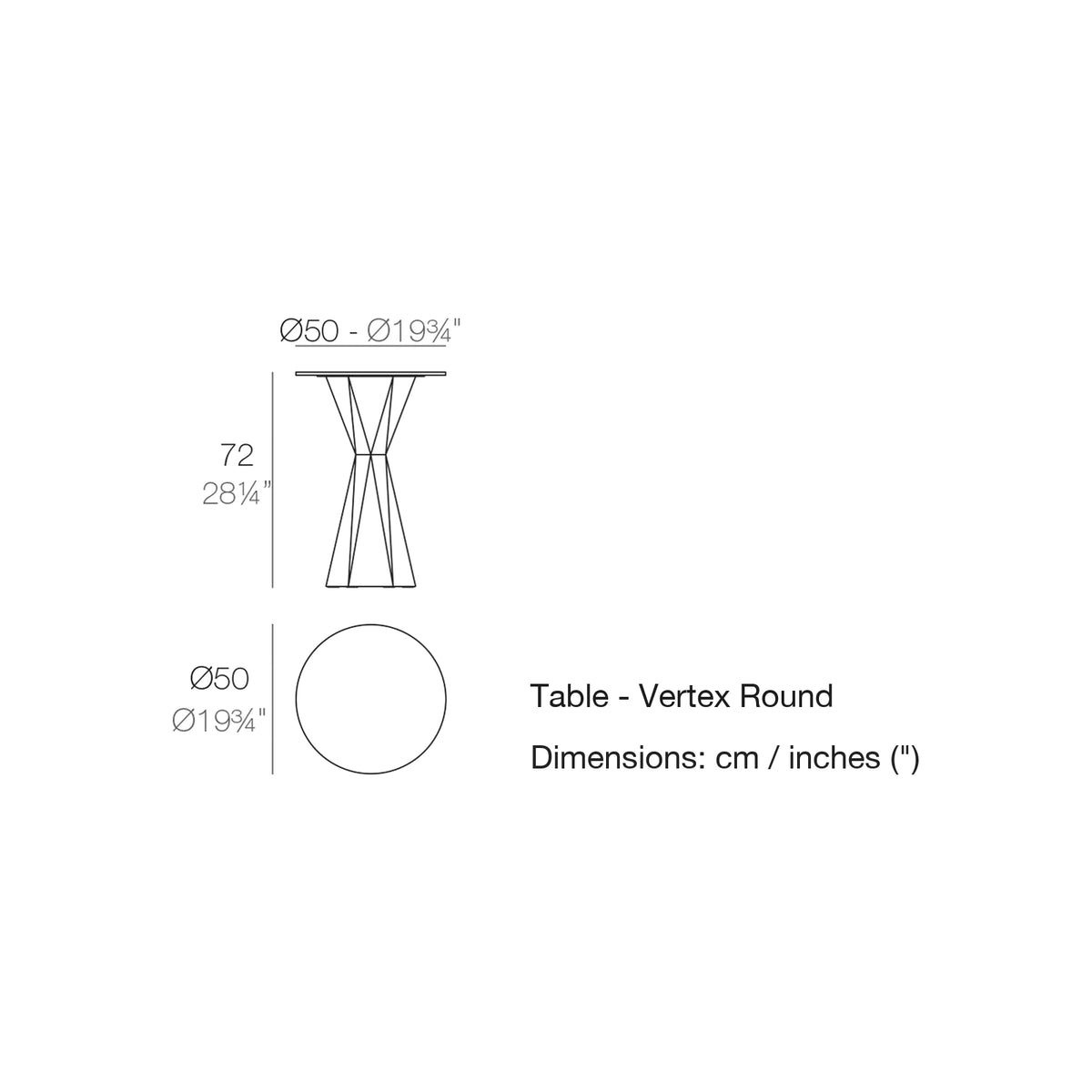 Dimension drawing Table - Vertex Round
