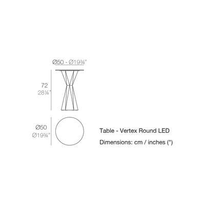 Dimension drawing Table - Vertex Round LED