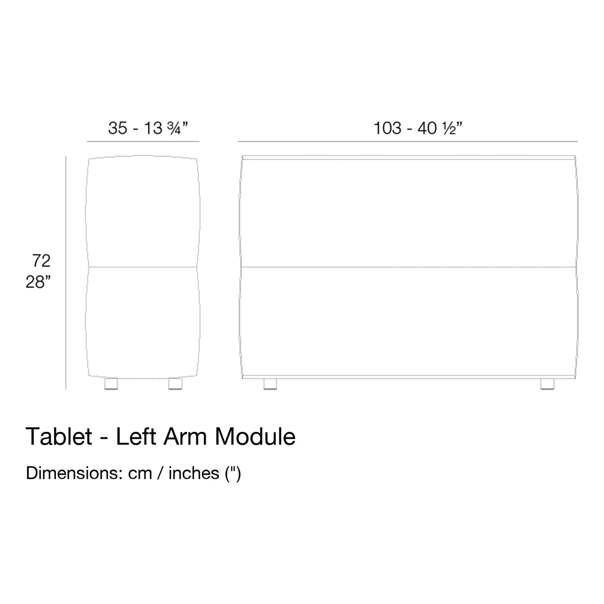 Dimension drawing Tablet - Left Arm Module