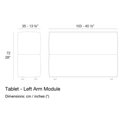 Dimension drawing Tablet - Left Arm Module
