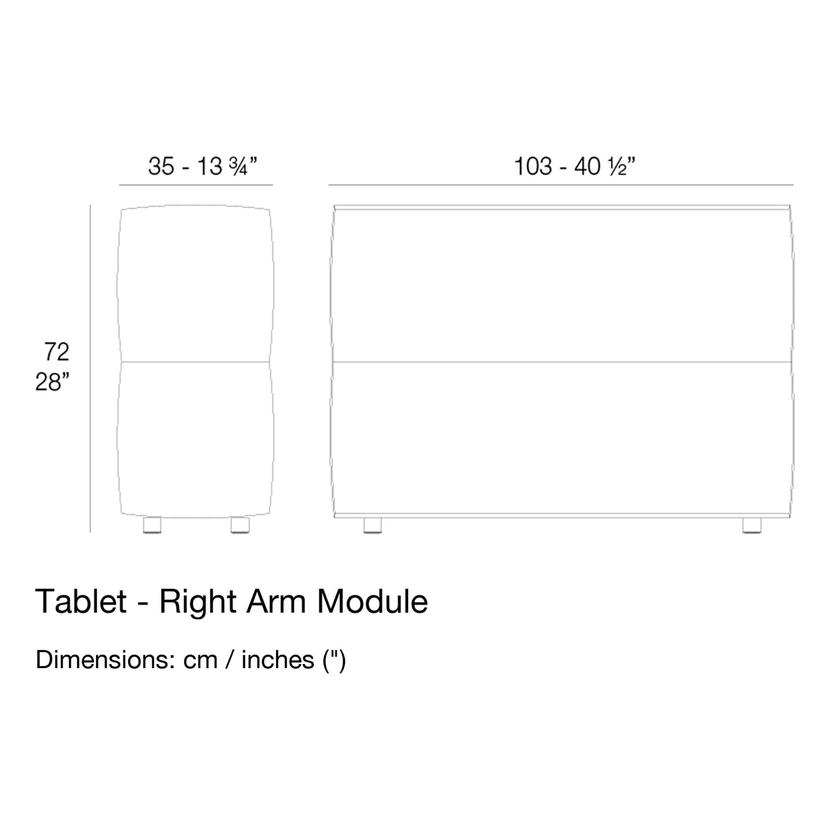 Dimension drawing Tablet - Right Arm Module