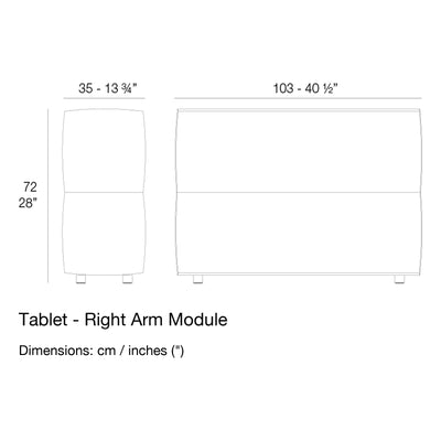 Dimension drawing Tablet - Right Arm Module