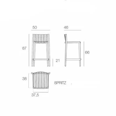 Tabouret Collection Spritz Vondom Hauteur d'assise 66 cm