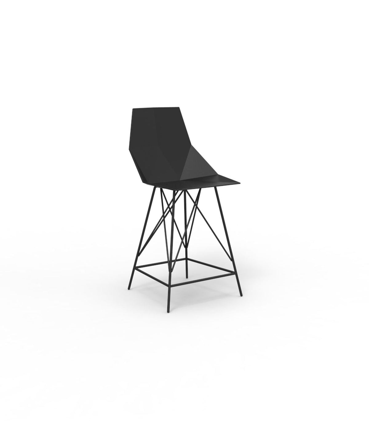 Tabouret de Bar Collection FAZ Inox Extérieur avec Dossier Couleur dossier Noir Vondom