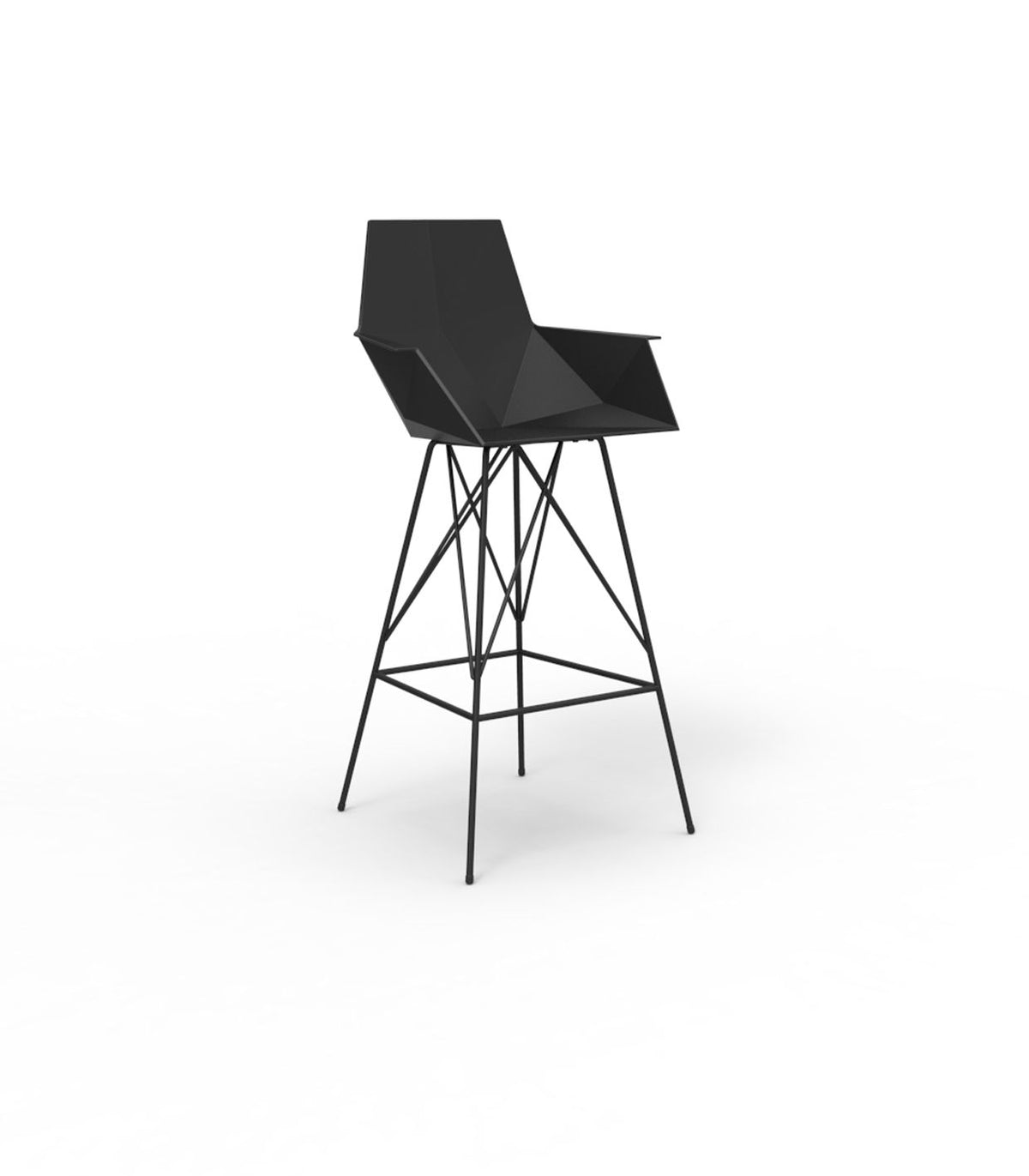 Tabouret de Bar Collection FAZ Inox Extérieur avec Dossier Couleur dossier Noir Vondom