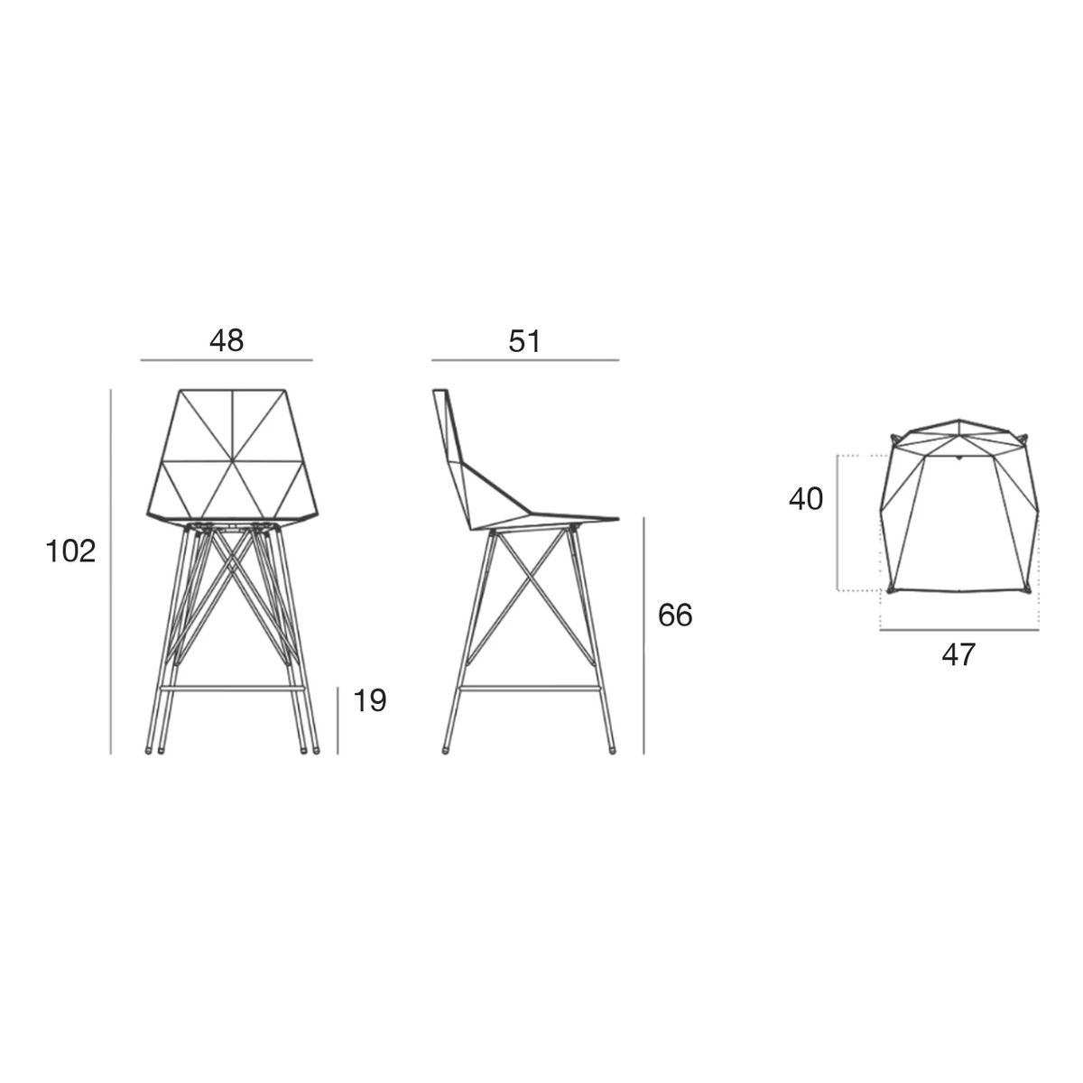 Tabouret de Bar Collection FAZ Inox Extérieur avec Dossier Hauteur d'assise 66 cm Vondom
