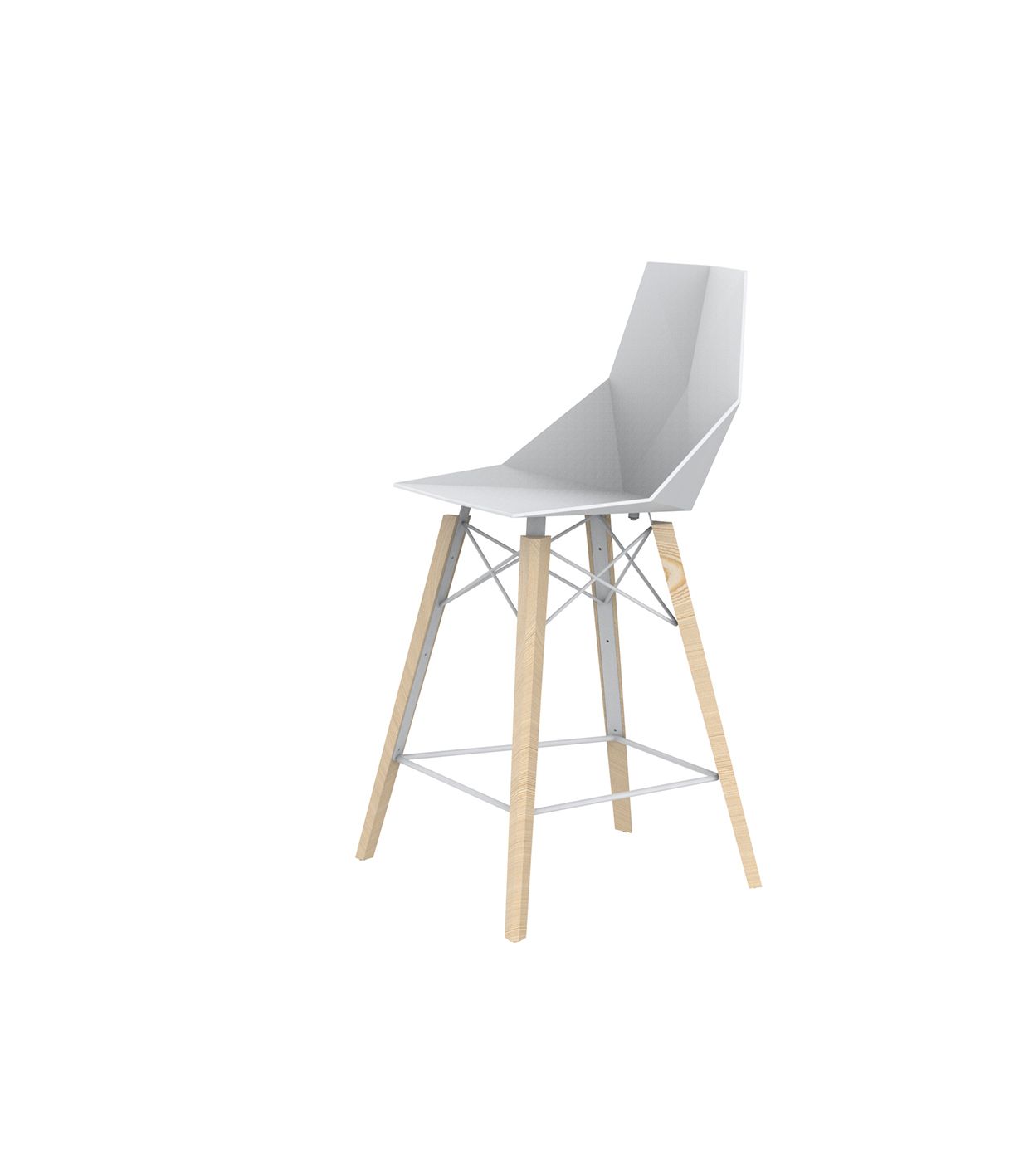 Tabouret de Bar Extérieur sans Accoudoir Couleur dossier Blanc Couleur pied Frêne clair - Collection FAZ Wood Vondom
