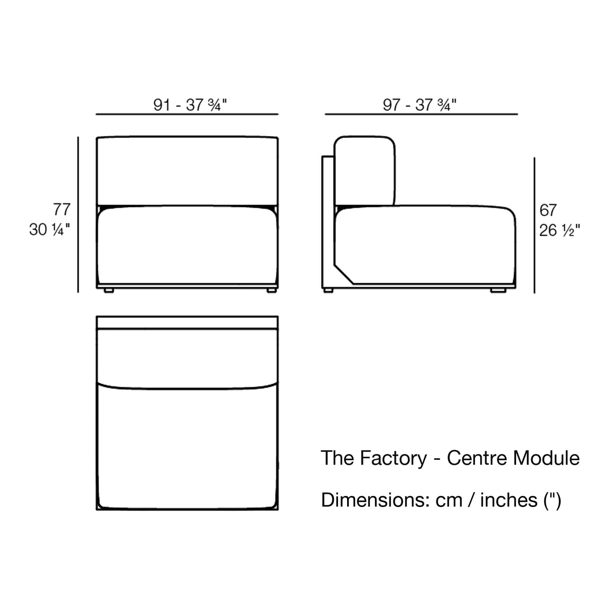 Dimension drawing The Factory - Centre Module