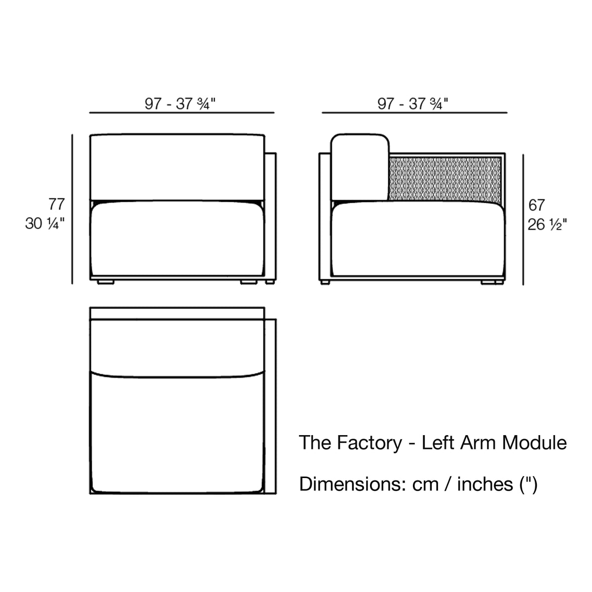 Dimension drawing The Factory - Left Arm Module