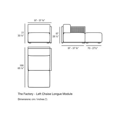 Dimension drawing The Factory - Left Chaise Longue Module