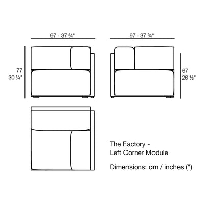 Dimension drawing The Factory - Left Corner Module