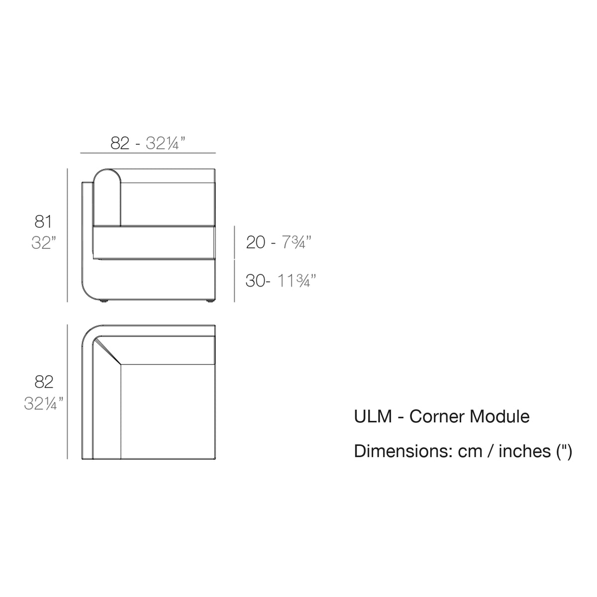 Dimension drawing ULM - Corner Module