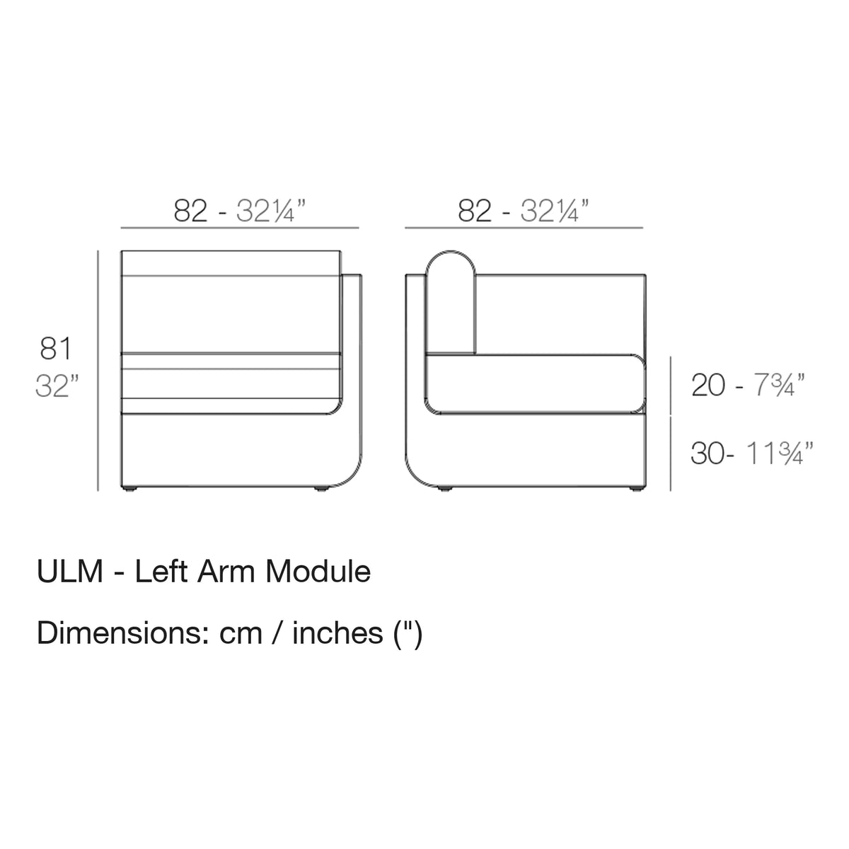 Dimension drawing ULM - Left Arm Module