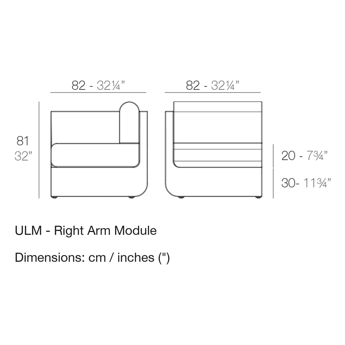 Dimension drawing ULM - Right Arm Module
