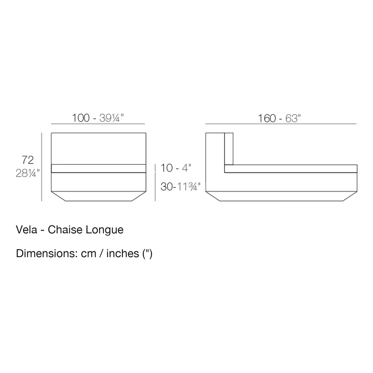 Dimension drawing Vela - Chaise Longue