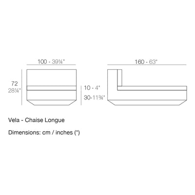 Dimension drawing Vela - Chaise Longue