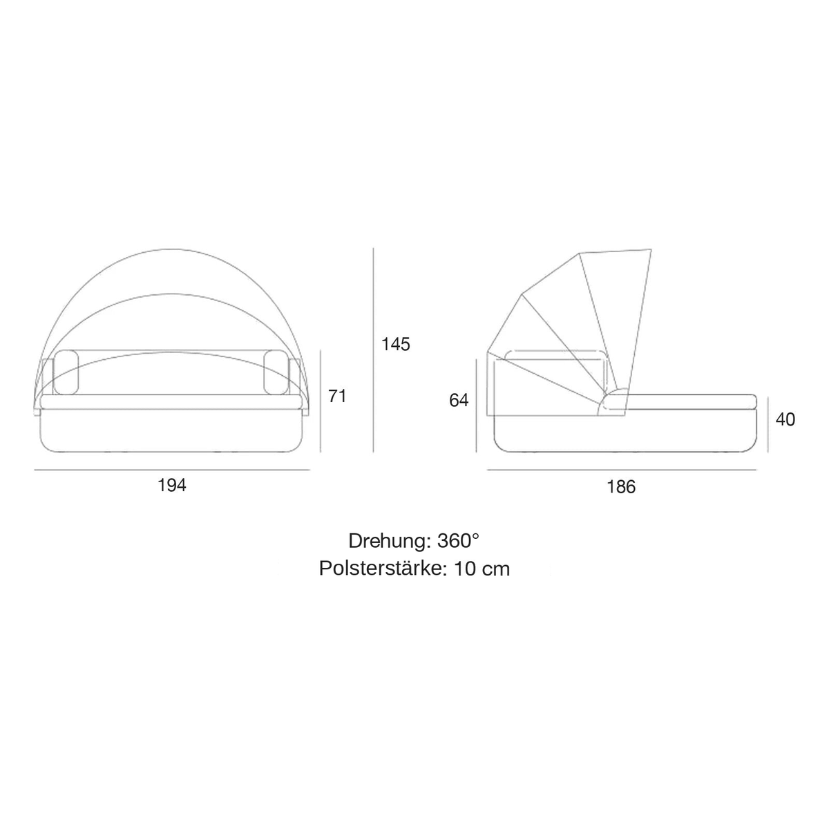Rundes Gartenbett mit Sonnenschirm Ulm Kollektion Vondom