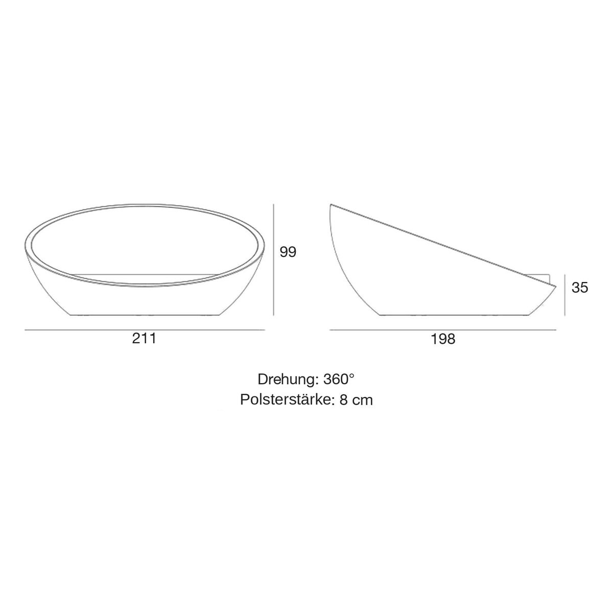 Modernes Daybed Gestelloberfläche matt - ULM Kollektion Vondom