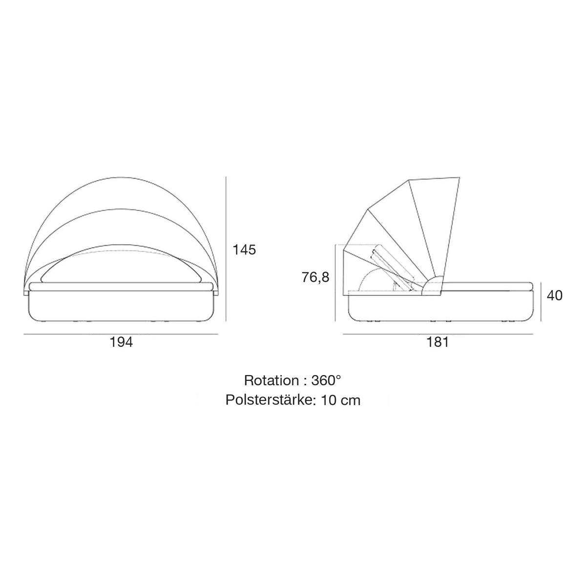 Verstellbares Daybed mit Dach - ULM Kollektion Vondom