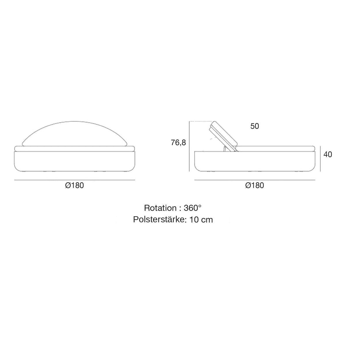 Daybed Design Rund - ULM Kollektion Gestelloberfläche matt Vondom