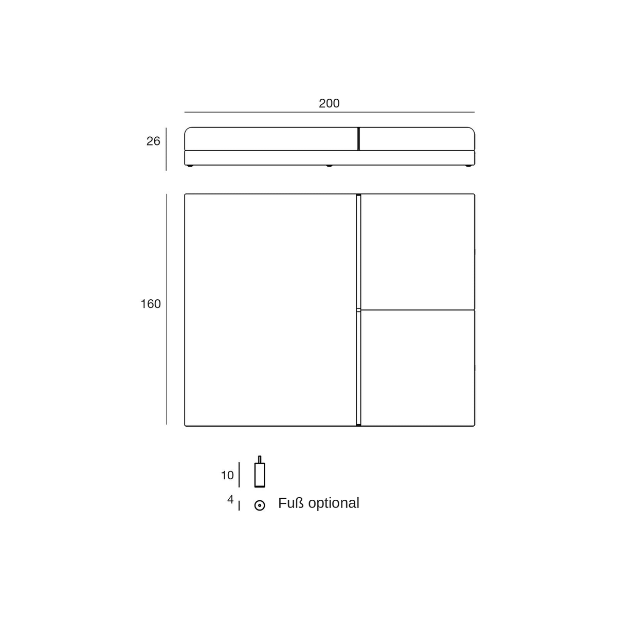 Daybed Minimalistisch Doppelt Gestelloberfläche matt - Pixel Kollektion Vondom