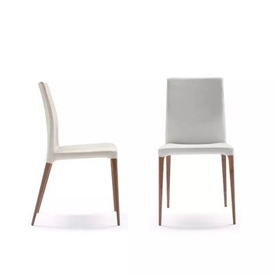 Chaise Bois et Blanc Cuir - Eva