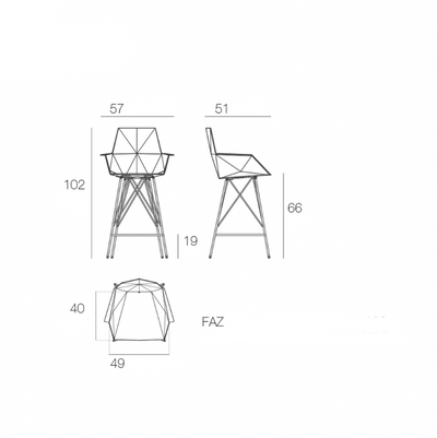Tabouret de Bar - Faz Inox avec Accoudoirs
