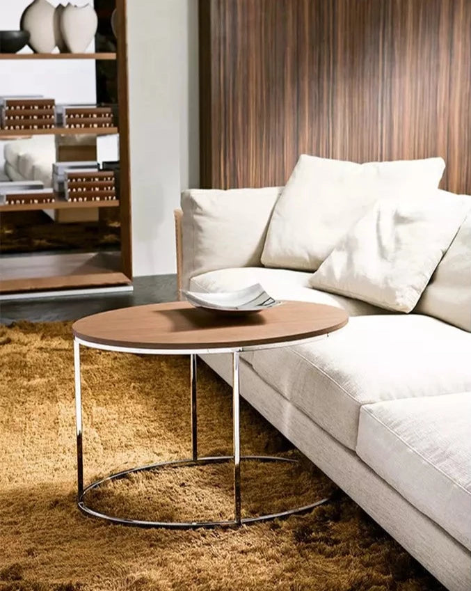 table-basse-chrome-bois